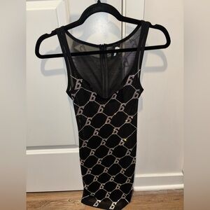 Black and Tan Bodycon Mini Dress